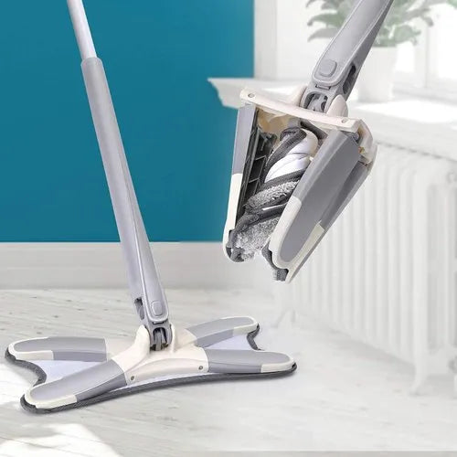 X Mop Manual Extrusion Hand-free Flat Squeeze Mop X-Type Microfiber Squeezing Twist Mop Household Cleaning Tool